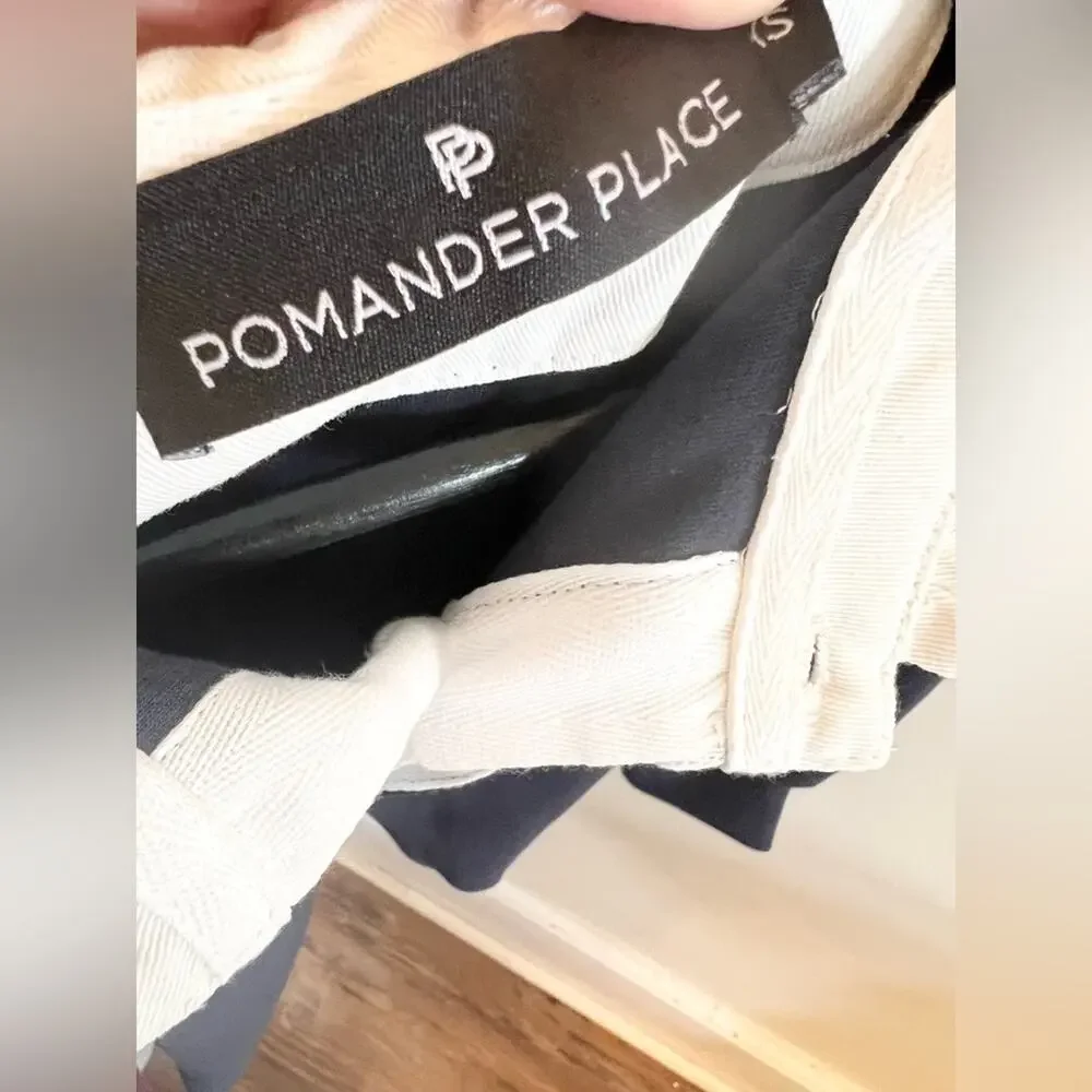 Tuckernuck pomander place Charlotte blouse ruffle neck navy blue preppy timeless
